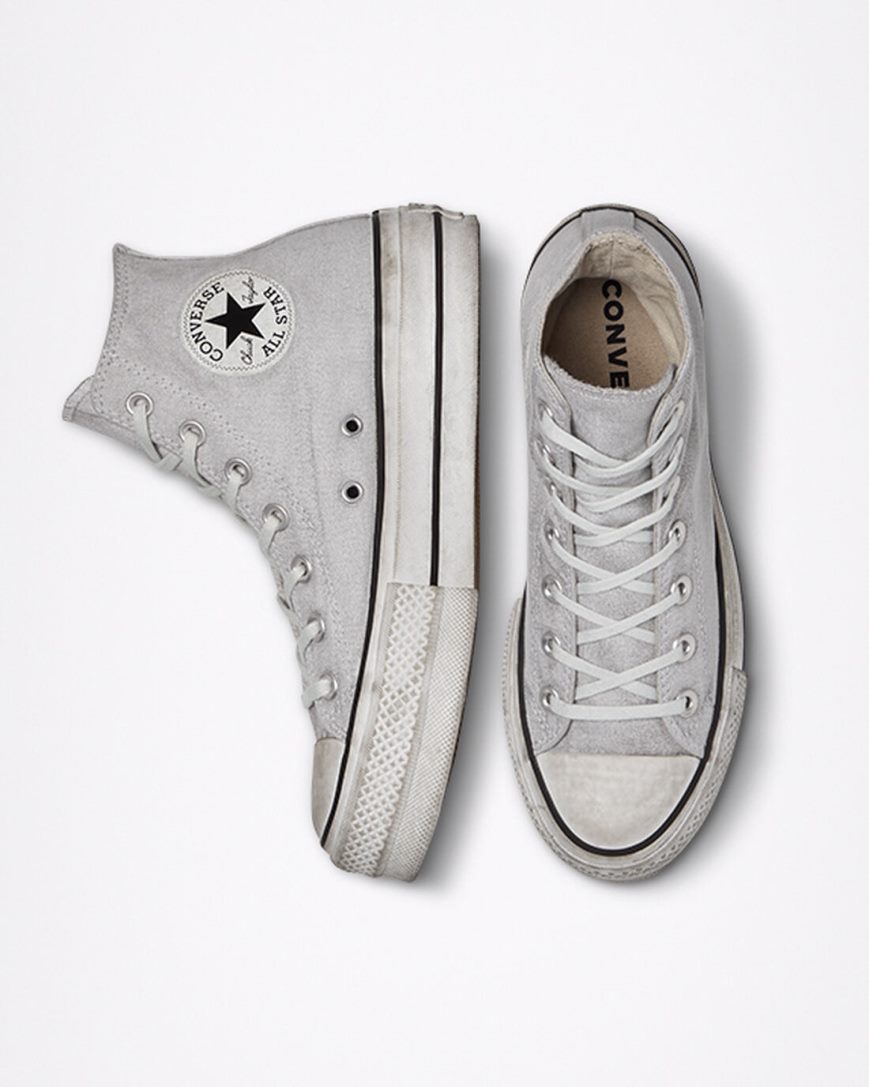 Dámské Boty Na Platformy Converse Chuck Taylor All Star Lift Smoked Platene Vysoké Šedé | CZ TDAV30